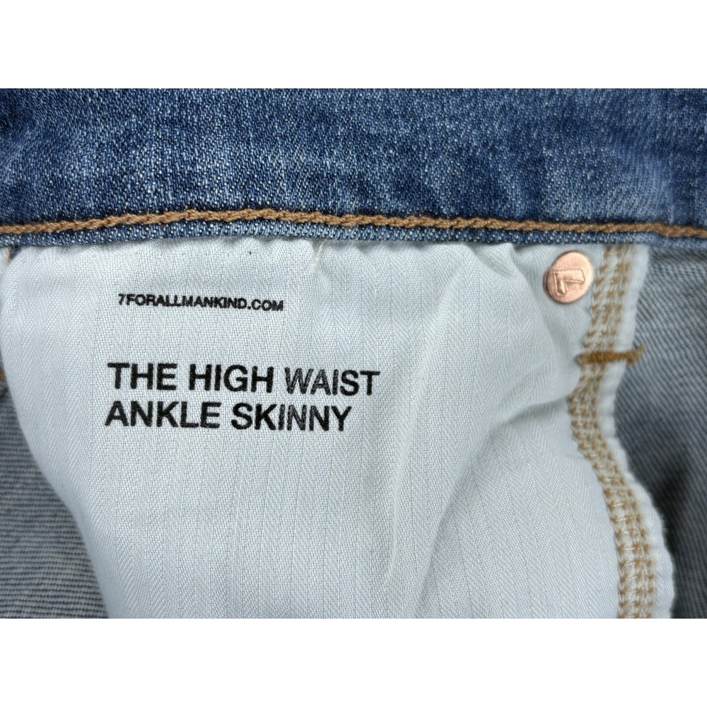 7 For All Mankind Luxe Vintage High Waist Ankle Skinny Womens 30 Blue Distressed - Picture 5 of 12